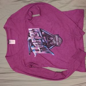 Harley Davidson Pink V-Neck Long Sleeve. Size Small. NWOT